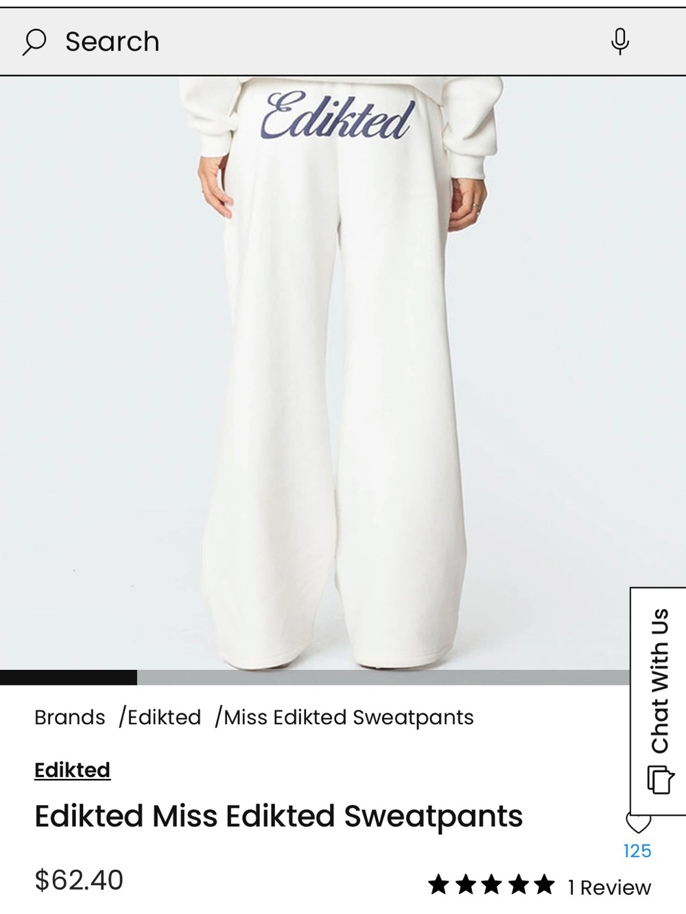 Edikted(what girl wouldn't be!) White WideLeg Sweats W/Navy Branding on bum Szxs